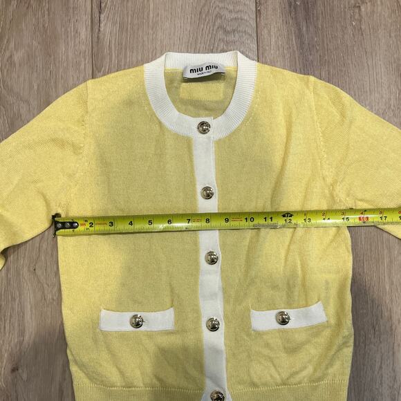 MIU MIU Women's Wool Knit Cardigan Size 36 In Yellow - Picture 4 of 7